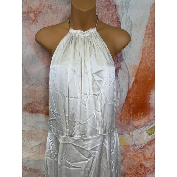 Anthropologie Retrofete Margot Silk Low-Back Front-Slit Halter Gown $895 - Picture 7 of 11